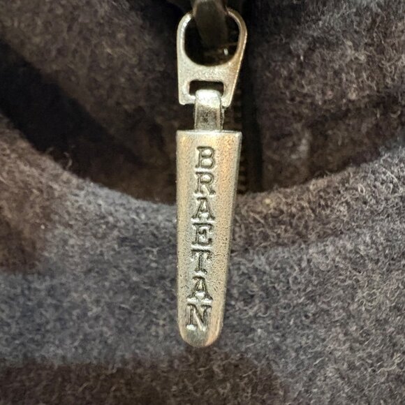 Braetan Womens Double-Breasted Wool Coat Lg Belted Waist Faux Fur Charcoal Gray - Picture 5 of 12